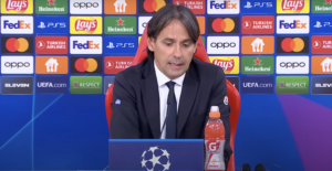 Simone Inzaghi, durante la conferenza stampa pre Benfica - Inter